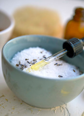 Spa still life with bath salt and oil