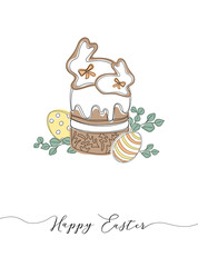 Hand sketched Happy Easter greeting card. Good for card, invitation, poster, banner template lettering typography. Seasons Greetings