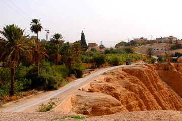 View of stone cliffs, Jericho Valley, view of the Palestinian Authority