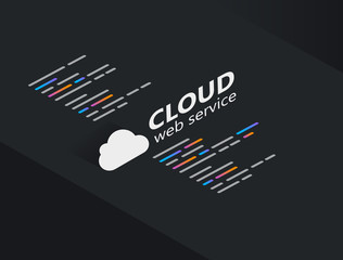 Cloud computing web service technology vector illustration