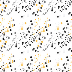 Seamless Christmas background with snowflakes and Christmas trees.