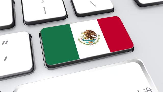 Mexico flag on computer keyboard.