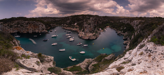 "Calas Coves" cove at the south coast of Menorca island, Spain.