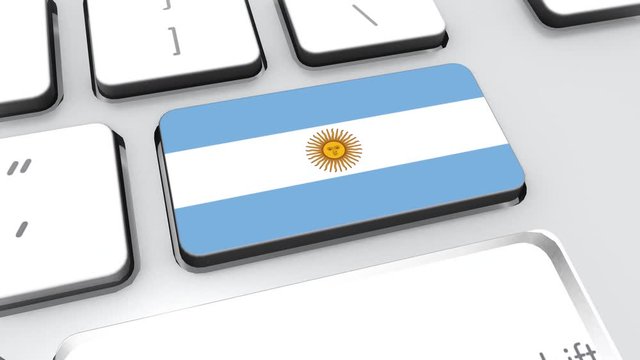 Argentina flag on computer keyboard.