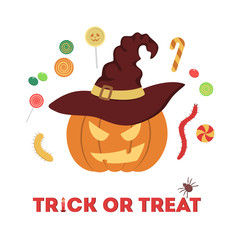 Red funny pumpkin trick or treat banner