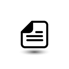 Round document black with page bent vector icon isolated on white background