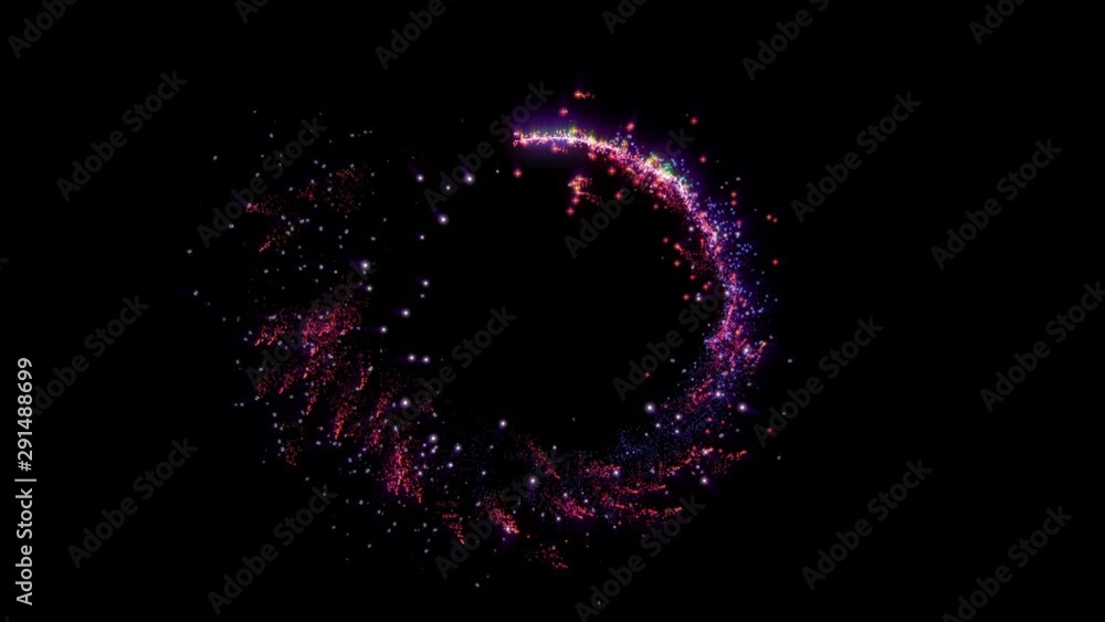 Fototapete Loop Circle Flowing Particle Trails Glow Shiny Element Swirl And Floating 4k Motion. Soft Stream Line Curly Harmonic Beautiful Technology Moving Background.