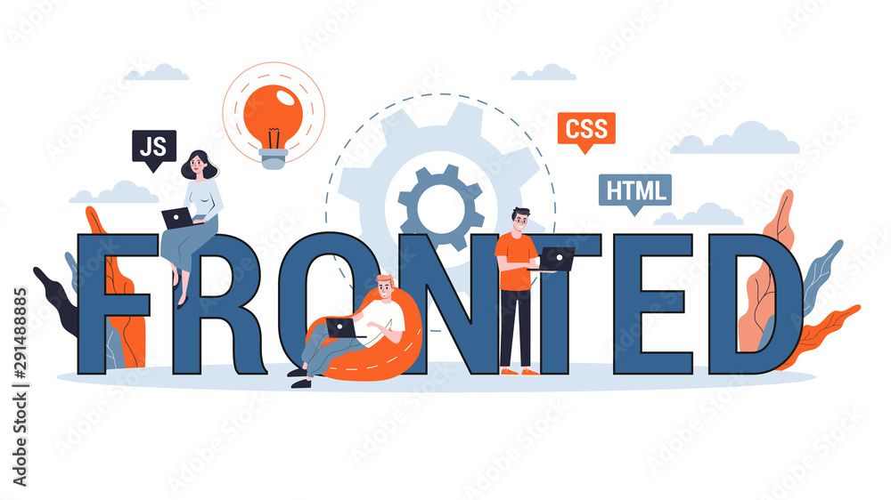 Poster frontend development web banner concept. website interface