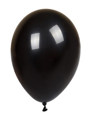 Hand with black inflateble balloon, party event decoration, glossy ball.