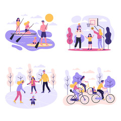 Family and sport activity set. Ice rink and backetball field