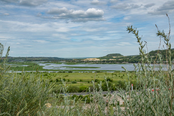 summer, travel, walk, vacation, nature, flora, day, mountains, slopes, river, water, Islands, space, distance, height, breadth, rocks, rocks, rocks, forest, trees, plants, grasses, trail, road, sky, c