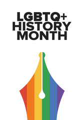LGBT history month. Pride Month. Lesbian Gay Bisexual Transgender. Celebrated annual. LGBT flag. Rainbow love concept. Human rights and tolerance. Poster, card, banner and background. Vector