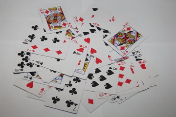 playing cards close-up, a deck of cards, with points, card suits