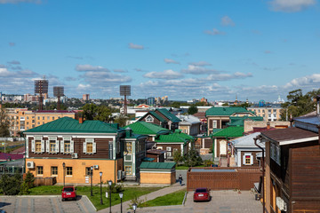 IRKUTSK, RUSSIA - SEPTEMBER 08, 2019:130 Kvartal quarter (Irkutsk Sloboda) is a specially created...