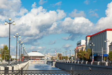 Fototapeta premium KAZAN, RUSSIA - SEPTEMBER 08, 2019: Kazan city scape, Tatarstan Republic, Russia.