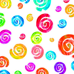 Art hand drawn spiral watercolor on white background.