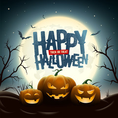 Creepy Halloween midnight illustration