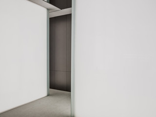 Perspective view of Empty Space with LED Light Lamps and Lights Shade on Wall for Gallery Interior
