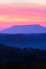 Fototapeta na wymiar Scenery of blue mountain at sunrise.