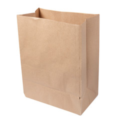 Mock-up of Recycled blank kraft paper shopping bag for lunch or food or purchases on white isolated background