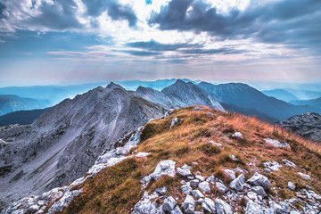 Mountain top on cloudy day, Julian alps