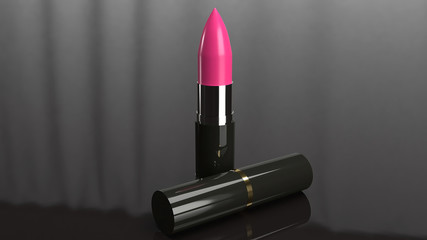  pink lipstick  3d rendering for cosmetics concept