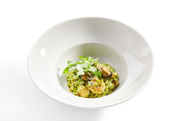 Risotto with seafood closeup