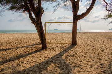 football goal setting on the beach for visitors to play  sport on the beach