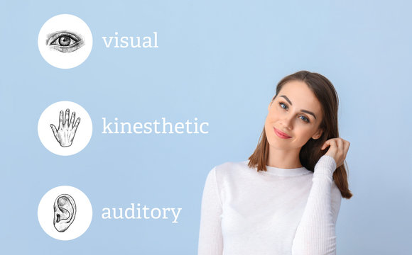 Beautiful young woman on light background