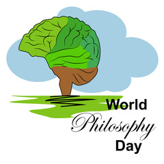 World Philosophy Day, November. Buddhist man spiritual concept illustration