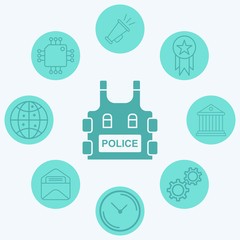 Bulletproof vest vector icon sign symbol