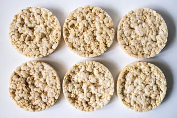 useful rice crisps on a white background