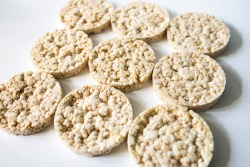 useful rice crisps on a white background