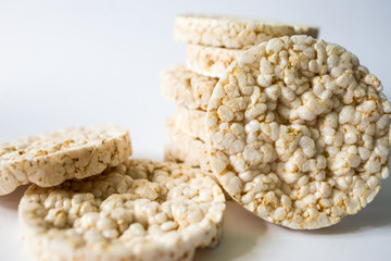 useful rice crisps on a white background