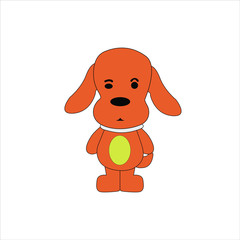 Cute cartoon dog. Brown. Isolated on a white background. Vector graphics. Flat vector icon. Vector EPS10.