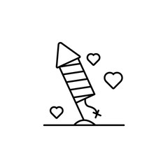 Fireworks love launch icon. Element of peace day thin line icon