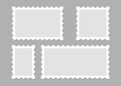 Illustration with blank postage stamps. Isolated vector design. Perforated edge label. Label, sticker vector
