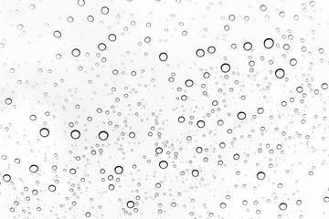 Rain drops on window glasses surface Natural Pattern of raindrops. Natural pattern of raindrops on white background for your design.