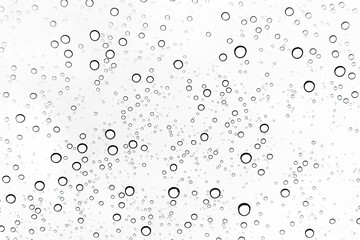 Rain drops on window glasses surface Natural Pattern of raindrops. Natural pattern of raindrops on white background for your design.
