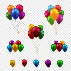 Set of 3D Colorful group of balloon 0001
