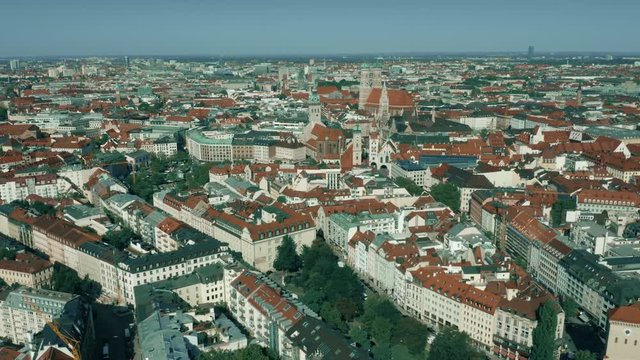 Aerial shot of Munich historic center, Germany