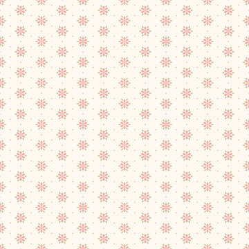 Seamless pattern of small abstract peach flowers on a cream background.
