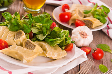 Maultaschen - swabian filled pasta ( ravioli ).