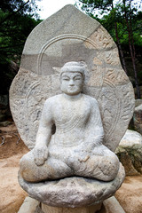 Buddha statue in the mountains in Gyeongju-si, South Korea.