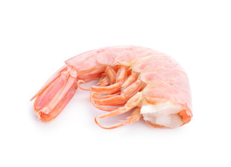 Tasty shrimp on white background