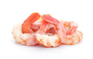 Tasty shrimps on white background