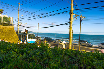 Japanese seaside train