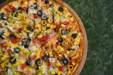 Delicious fresh vegetarian Italian pizza