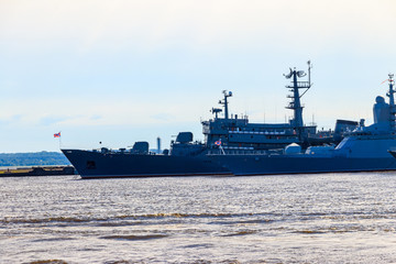 Warships of a navy of Russia in a bay of Kronstadt
