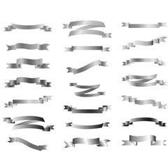 Ribbon or banner vector set. Flat vector ribbons banners isolated background. Ribbon gray gradient. Set ribbons or banners. Vector illustration